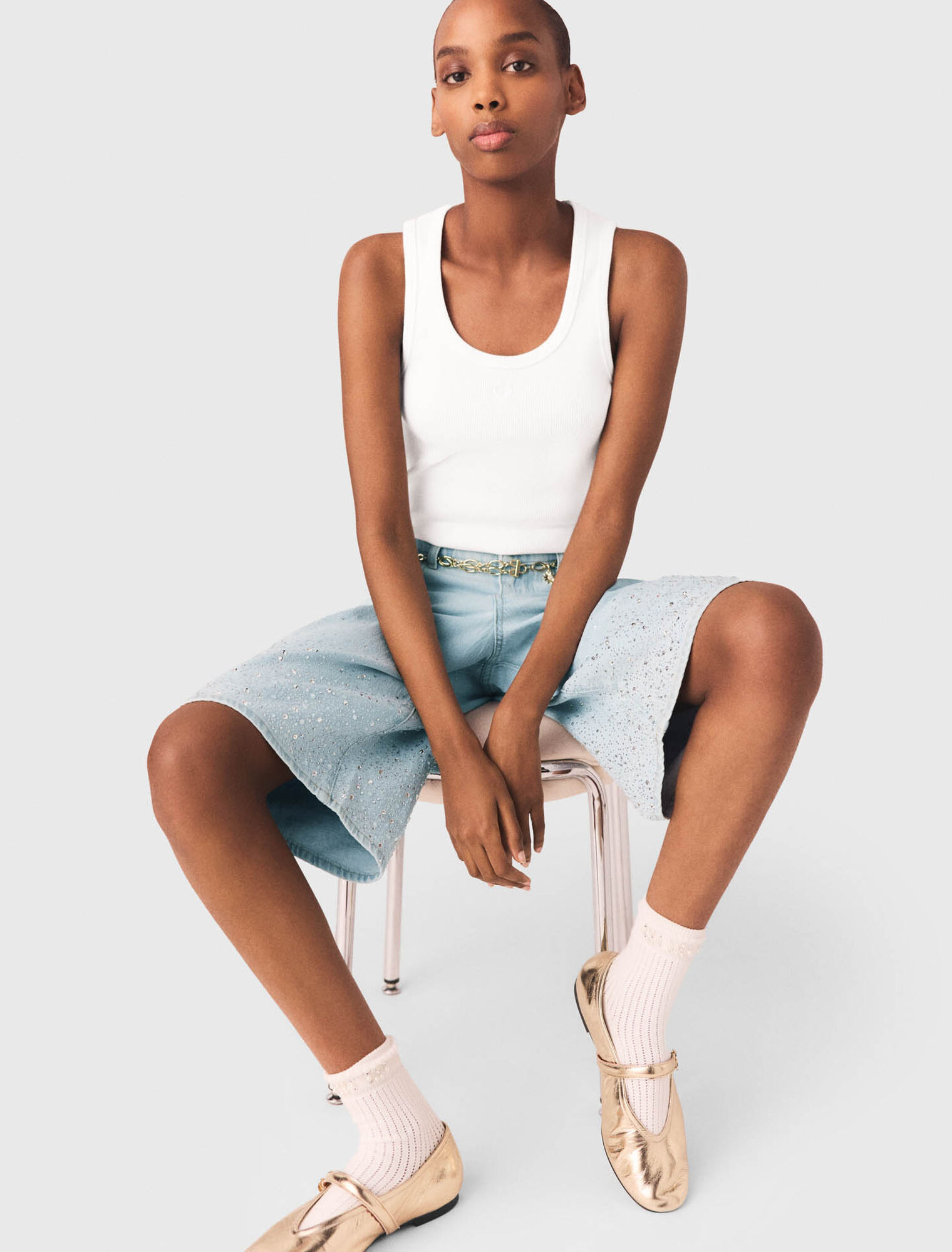 Rhinestone Bermuda shorts