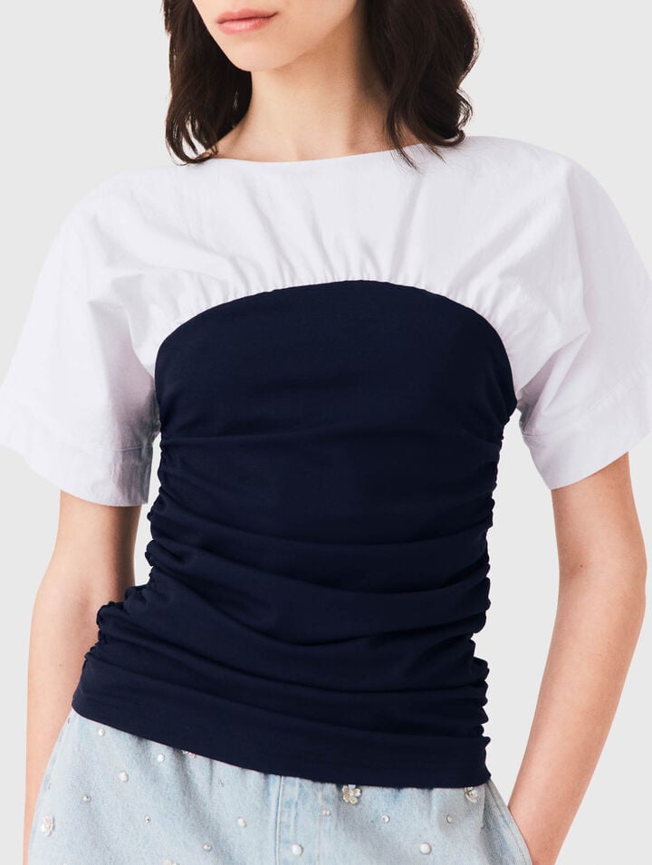 Pleated jersey top