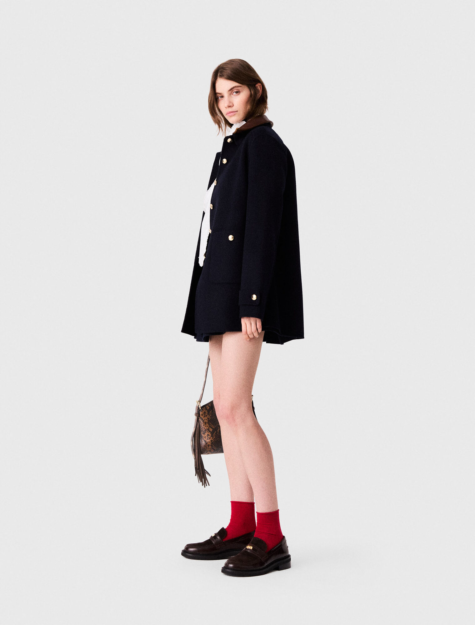 Double-faced mid-length coat