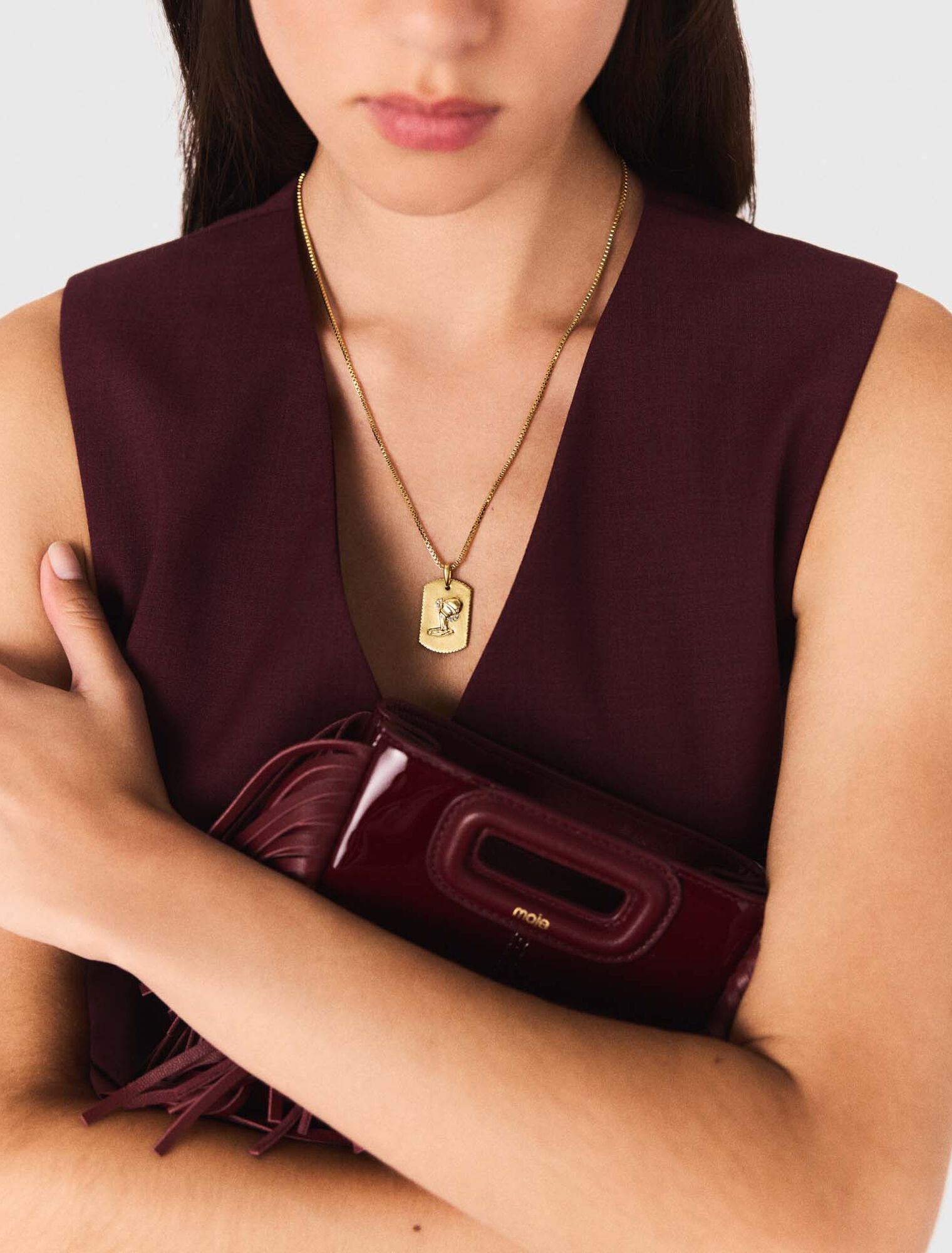 Zodiac sign plaque necklace