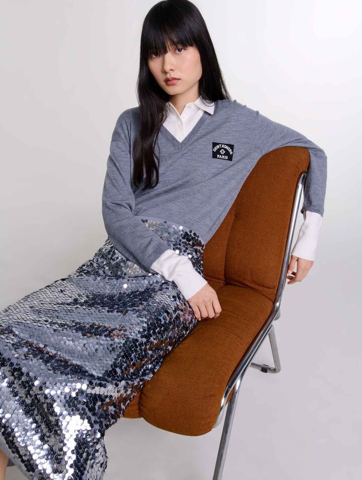 Knit skirt with sequins