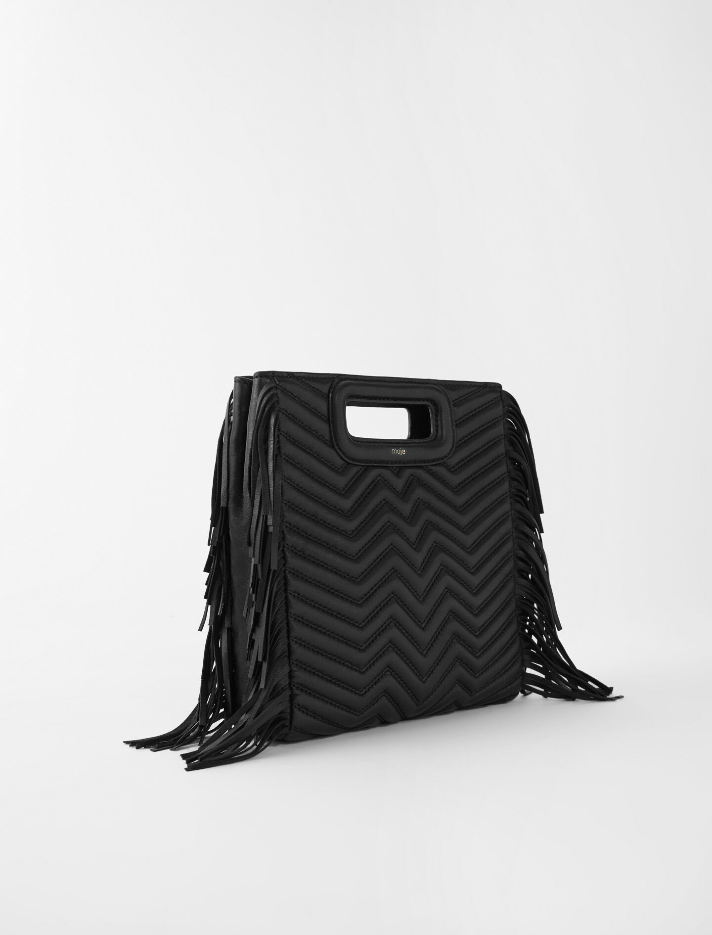 Quilted leather M bag Maje