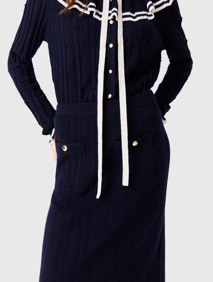 Knit pencil skirt with pockets
