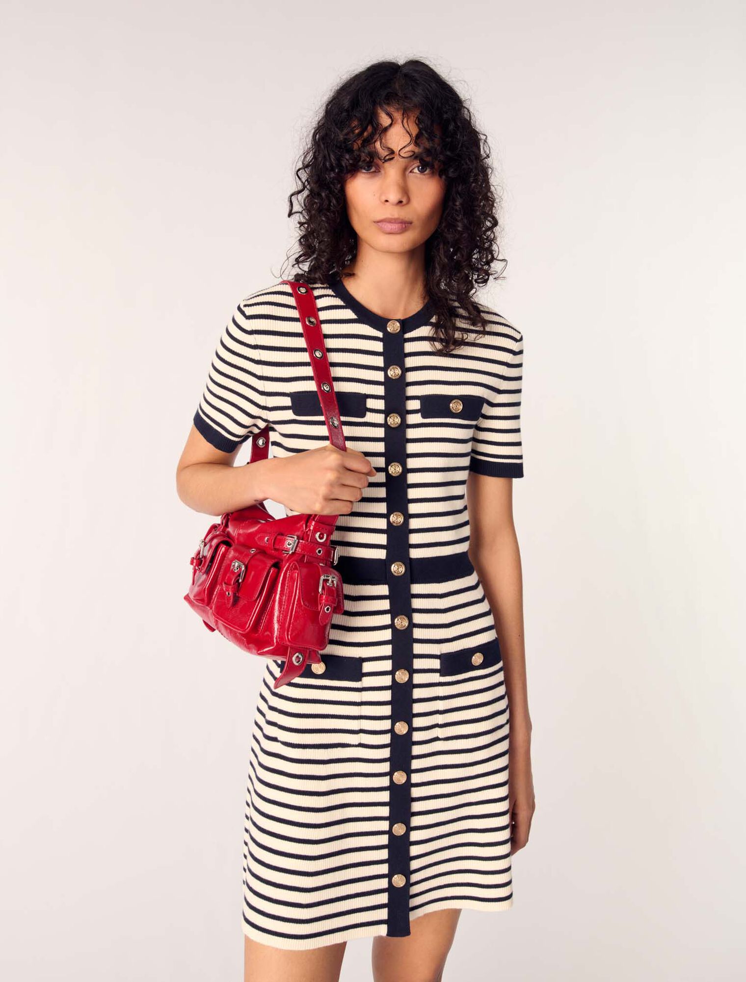 Rib knit short dress