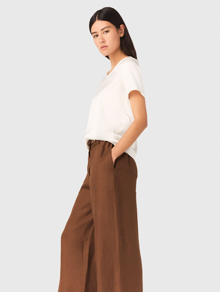 Short-sleeved silk top