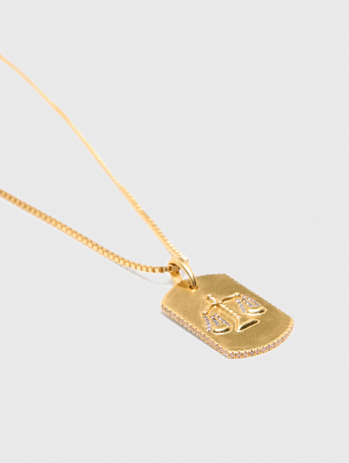 Zodiac sign plaque necklace