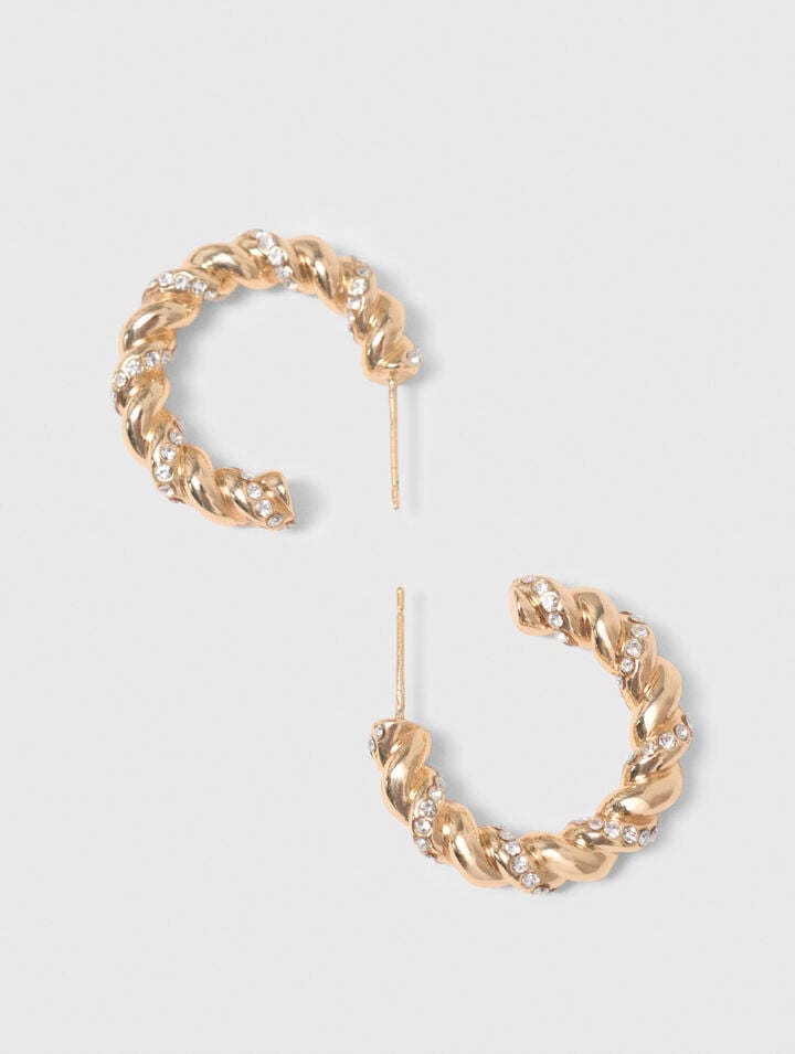 Twisted rhinestone hoop earrings