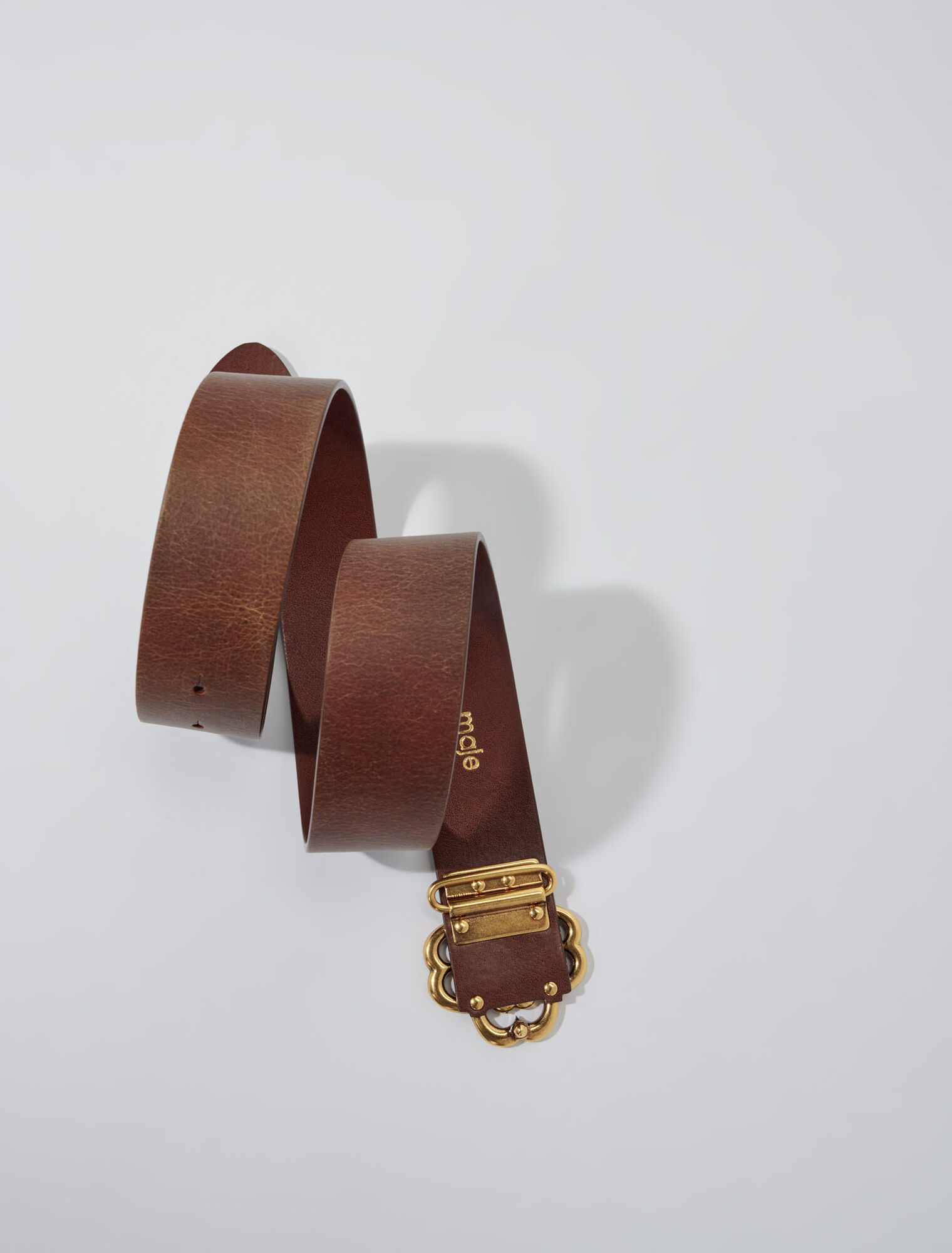 Distressed leather Clover belt