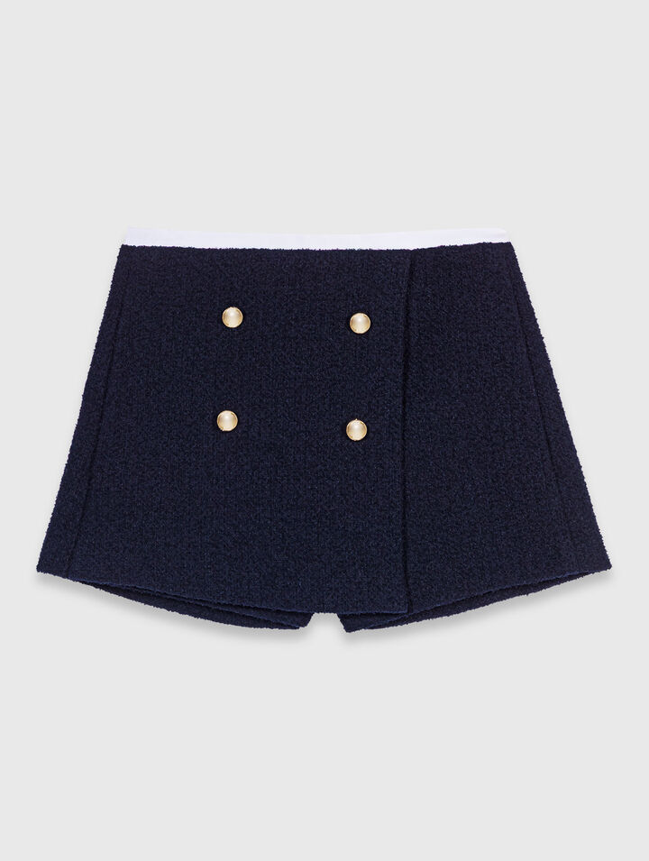 Tweed shorts with contrast band