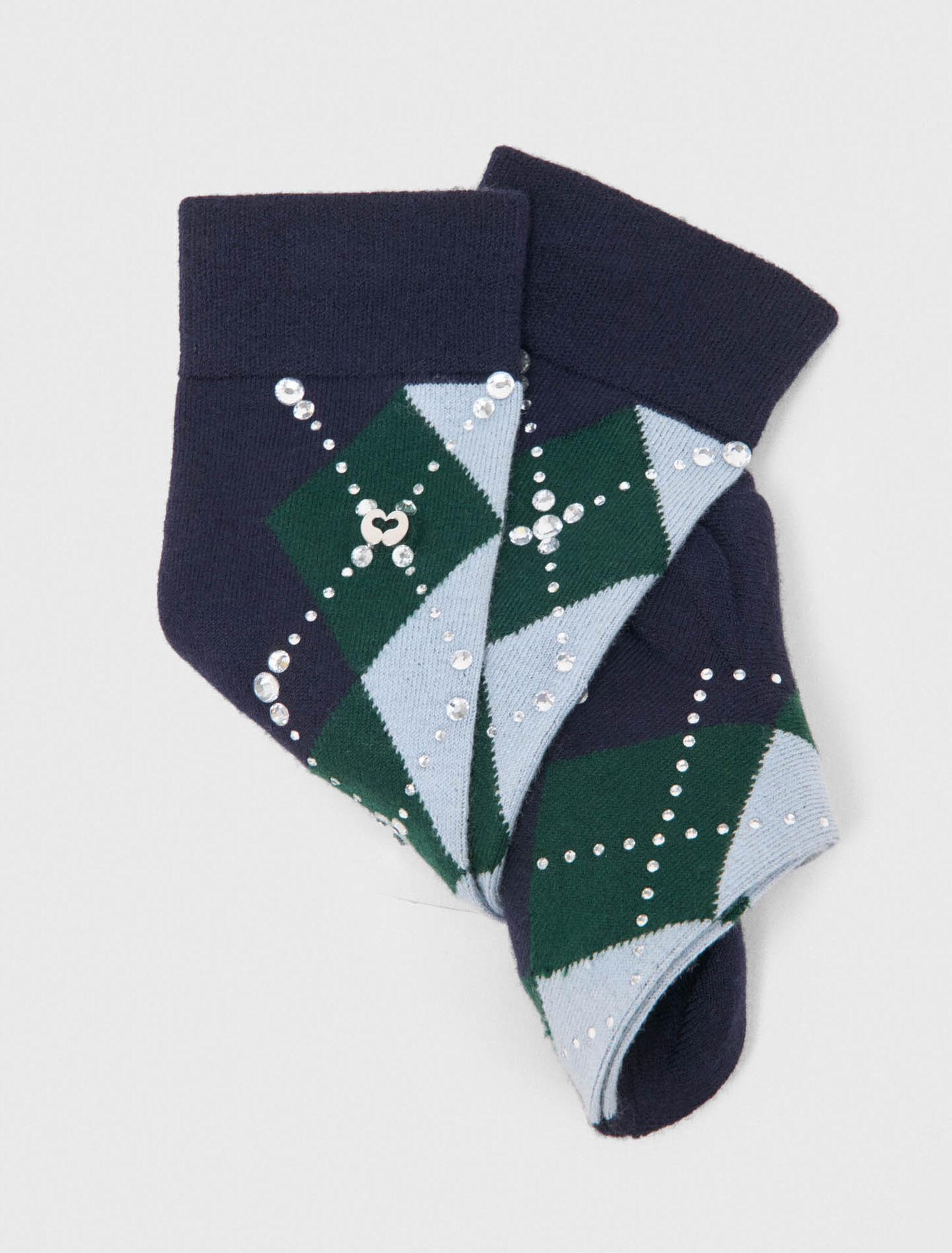 Wool argyle knee-high socks