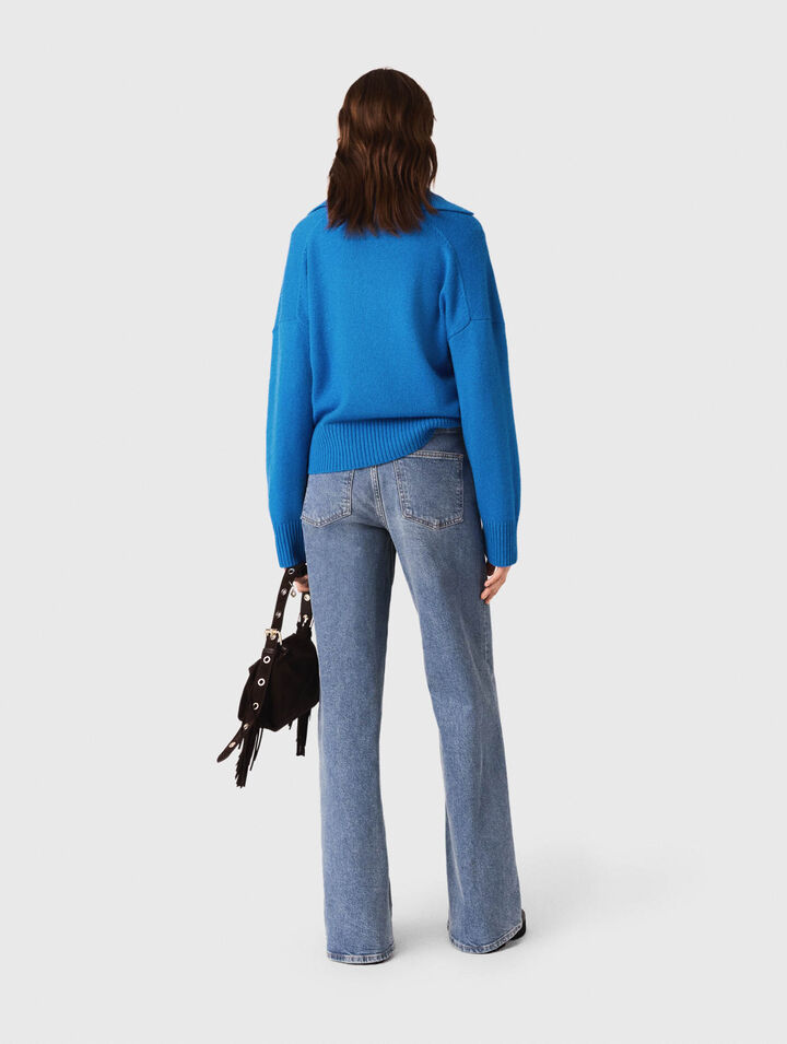 Open polo collar cardigan