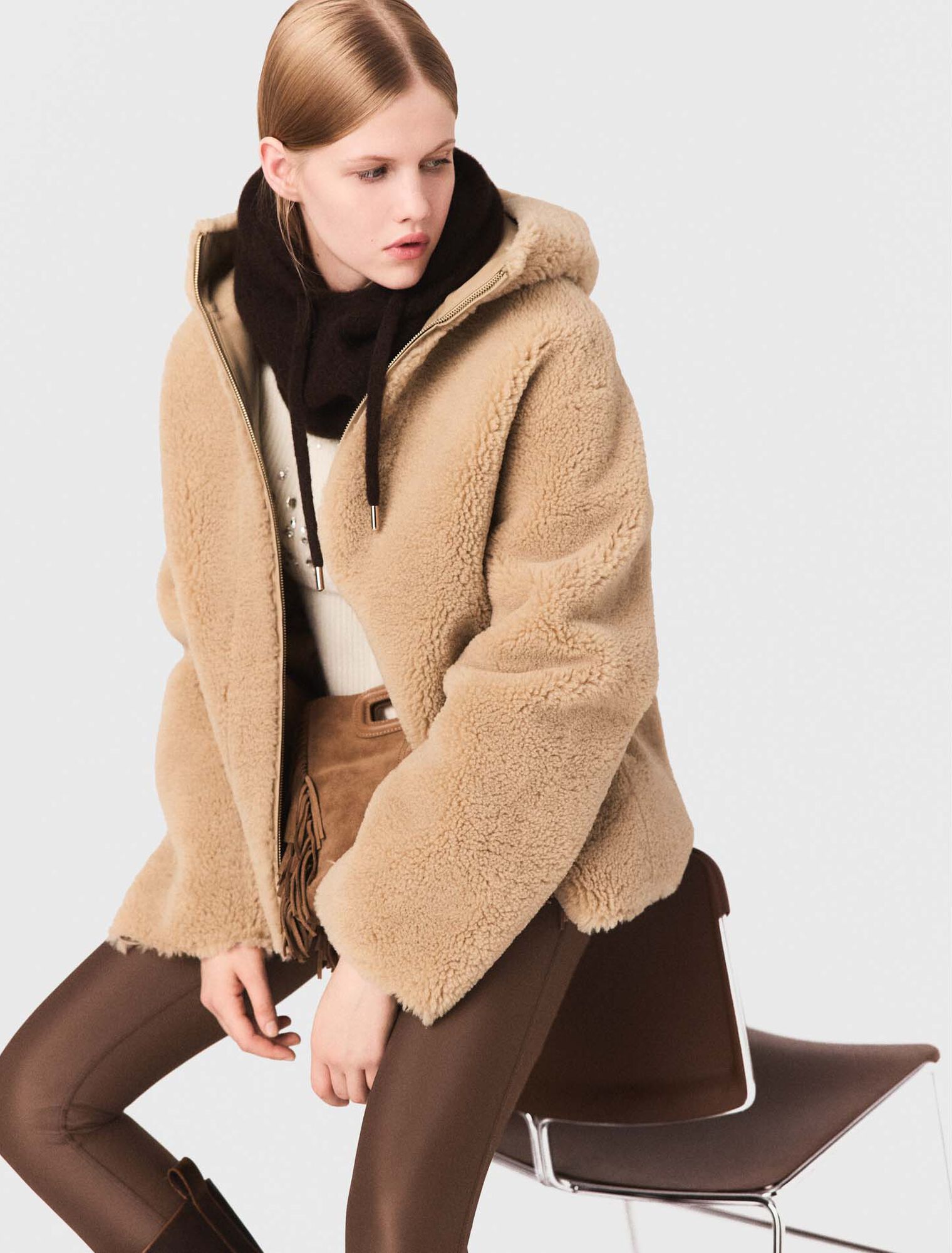 Reversible coat with hood
