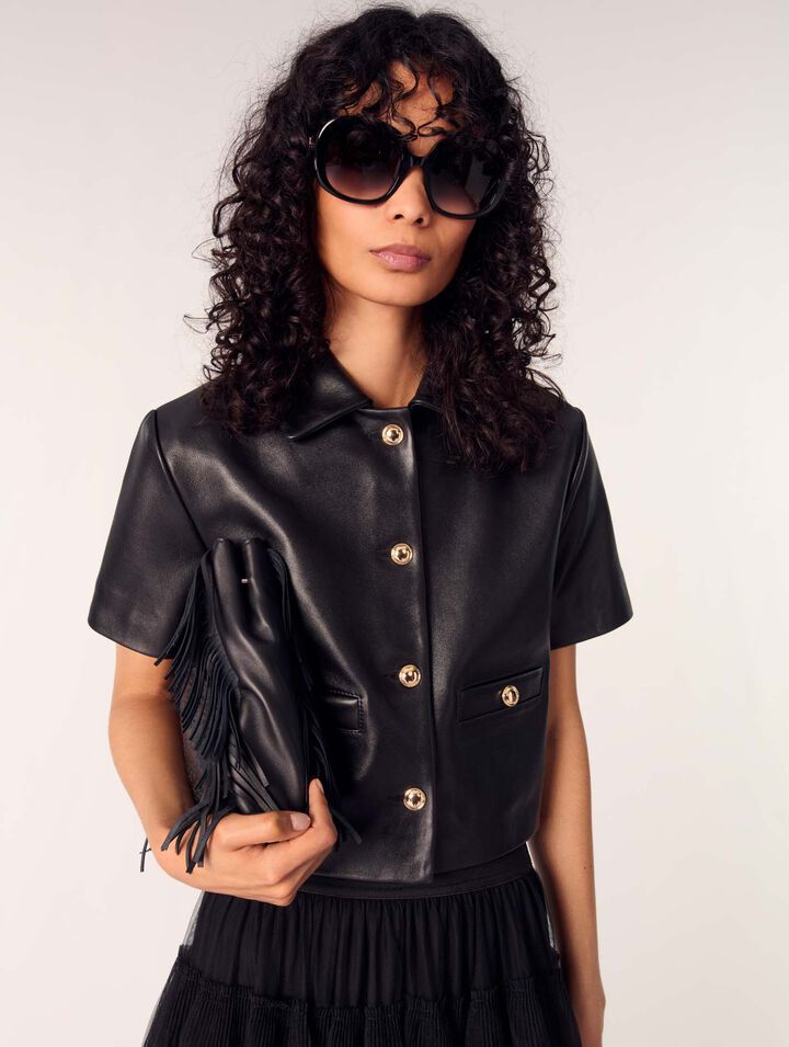 Cropped leather jacket