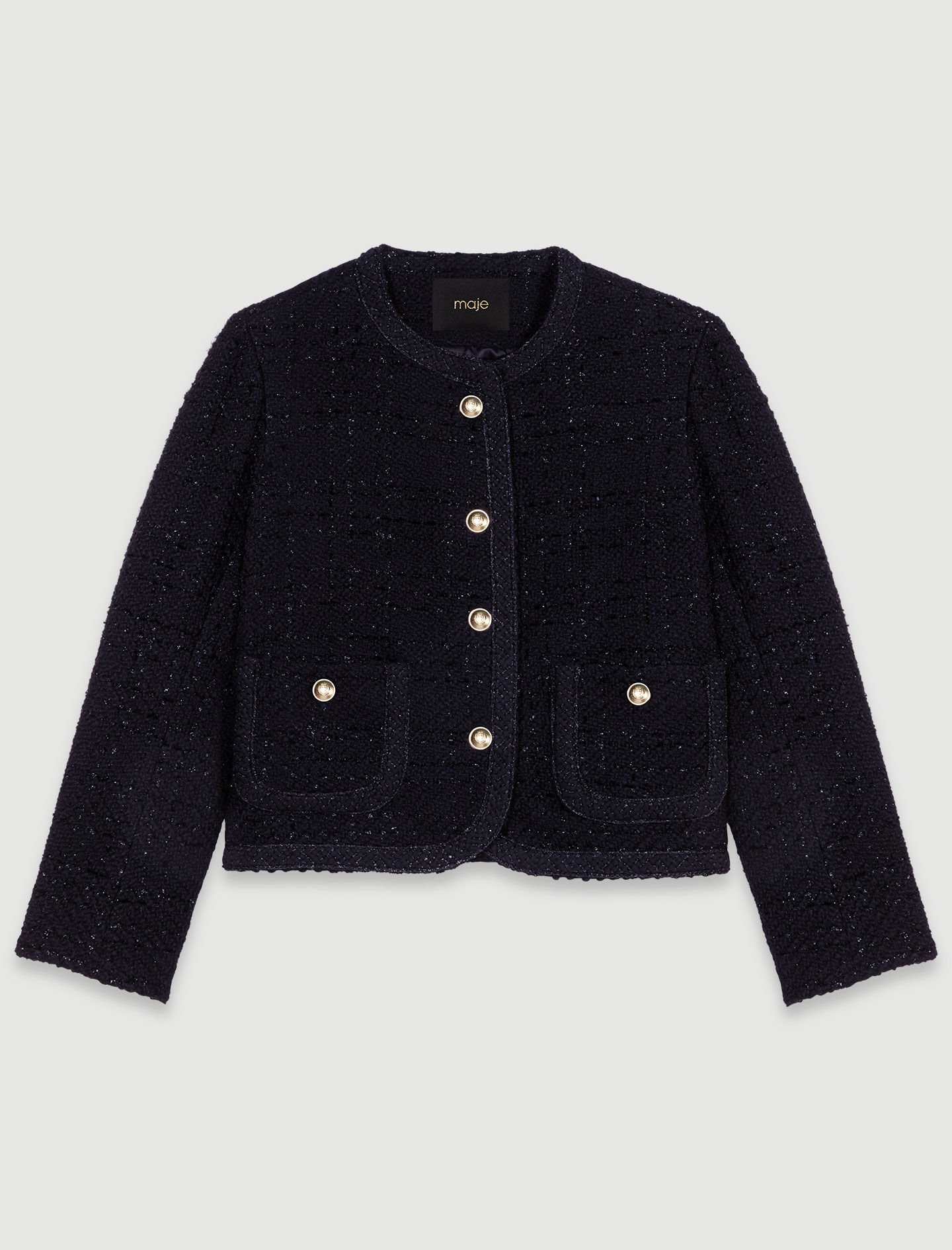 Short tweed jacket Black / Gray for Women | Maje