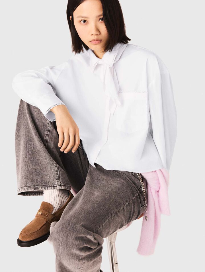 Crochet collar shirt