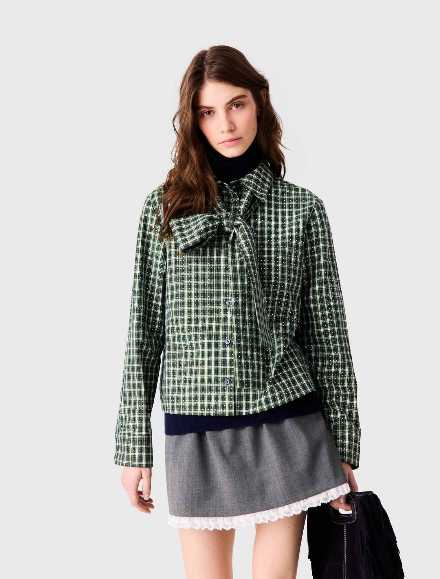 Rhinestone shirt with tie