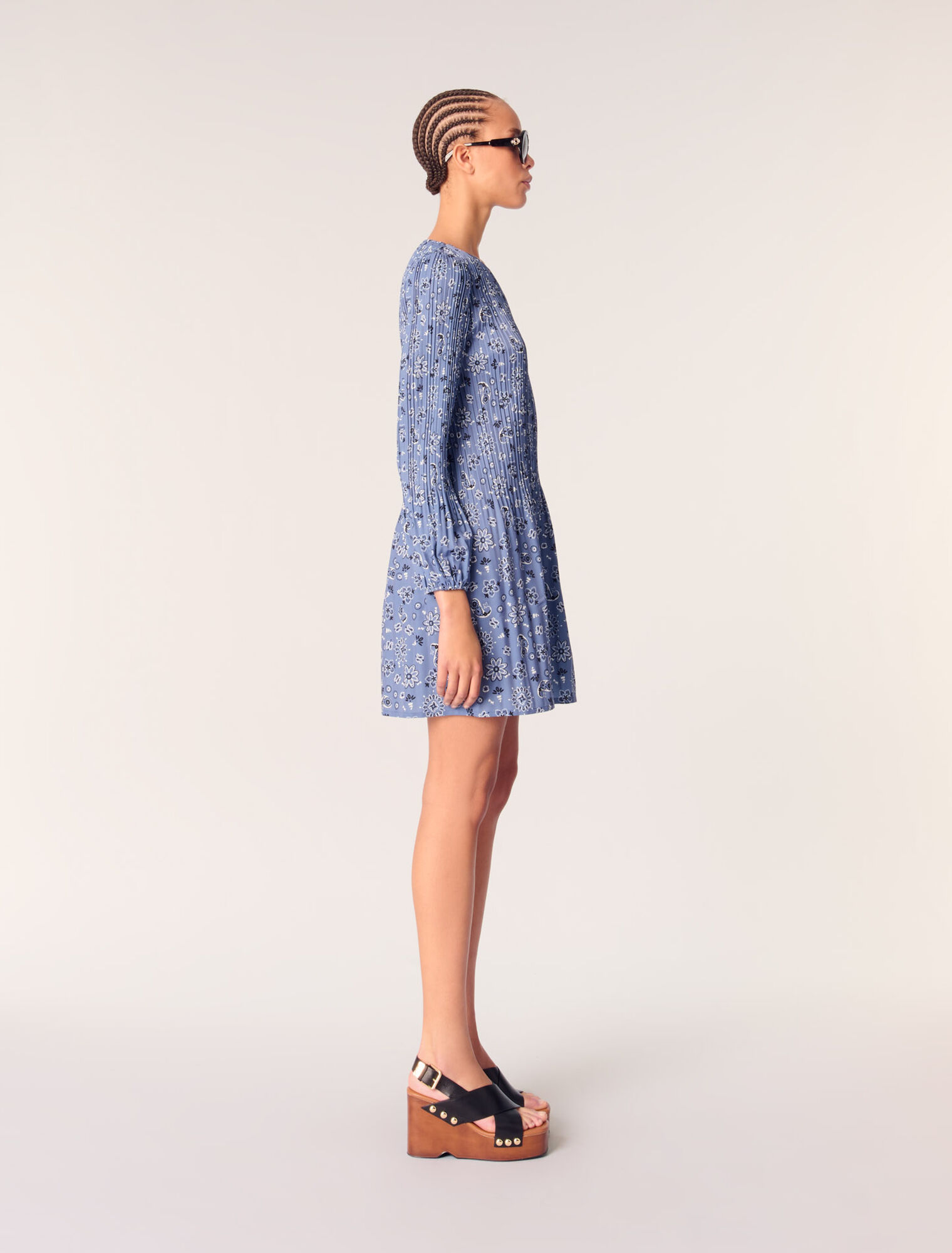 Patterned pleated dress