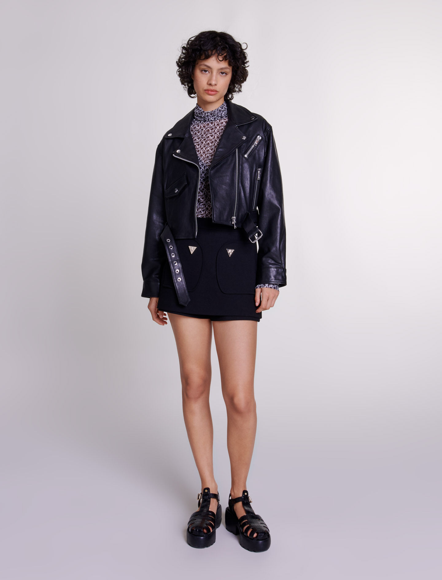 Maje leather coat sales