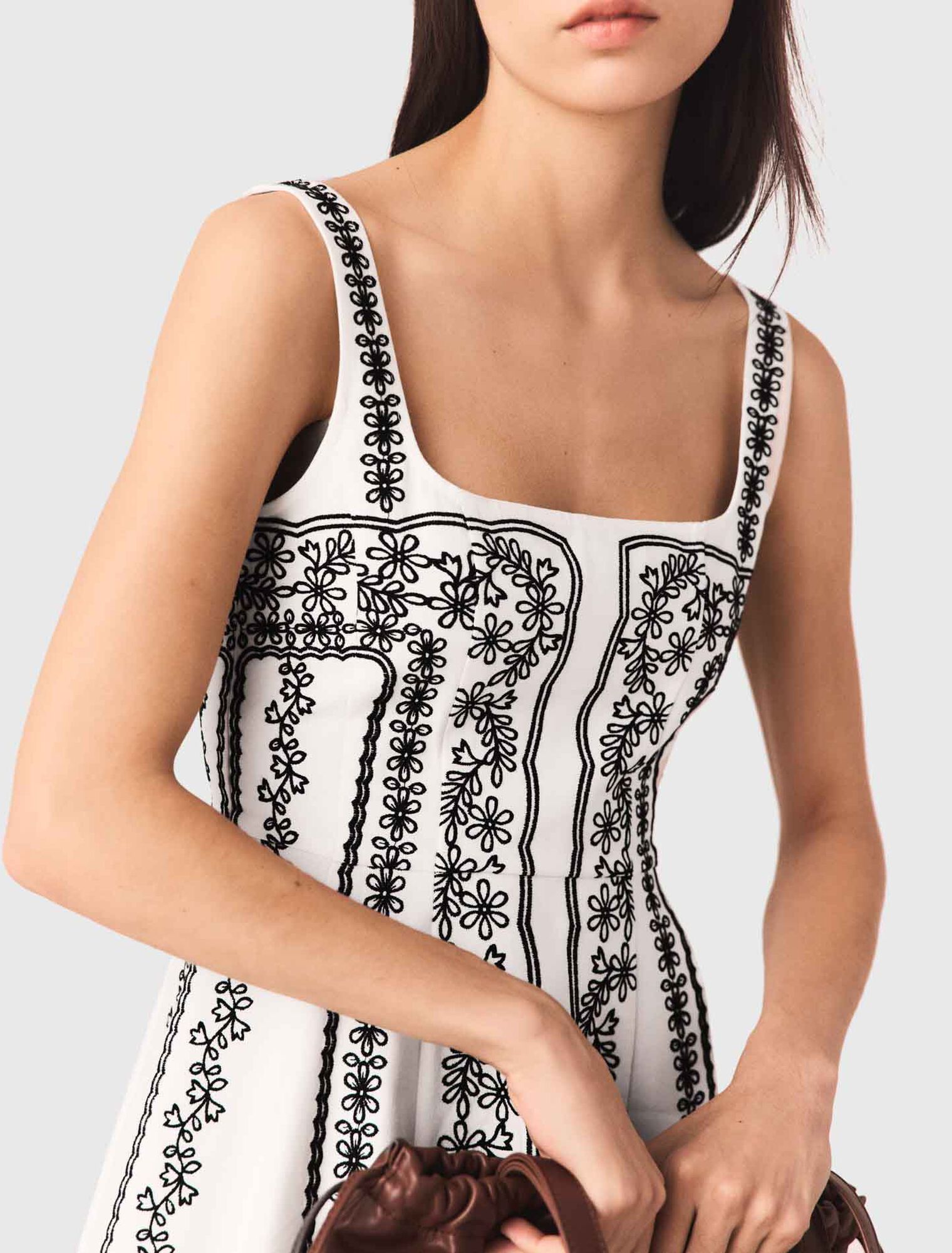 Short embroidered strap dress