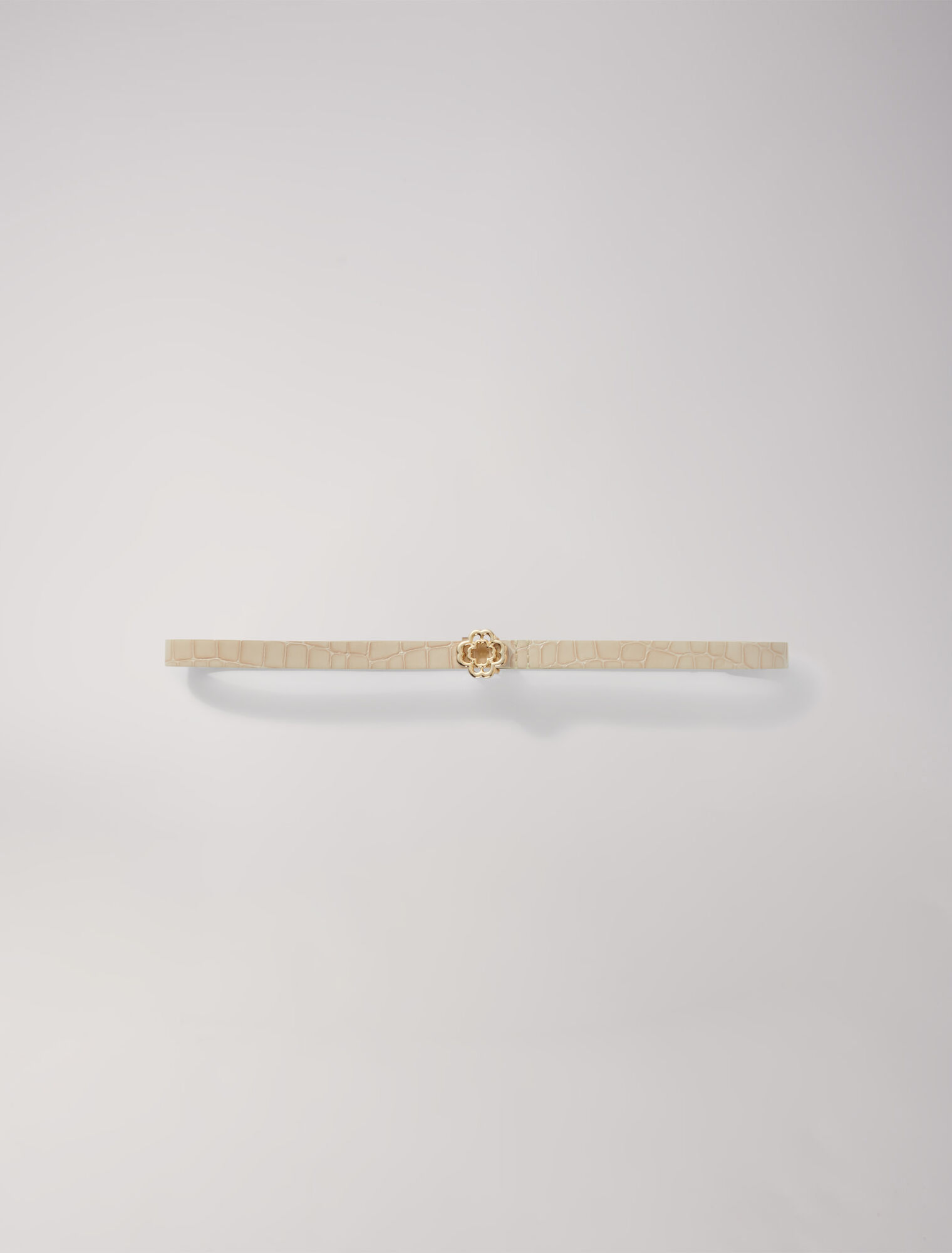 Slim leather Clover buckle belt