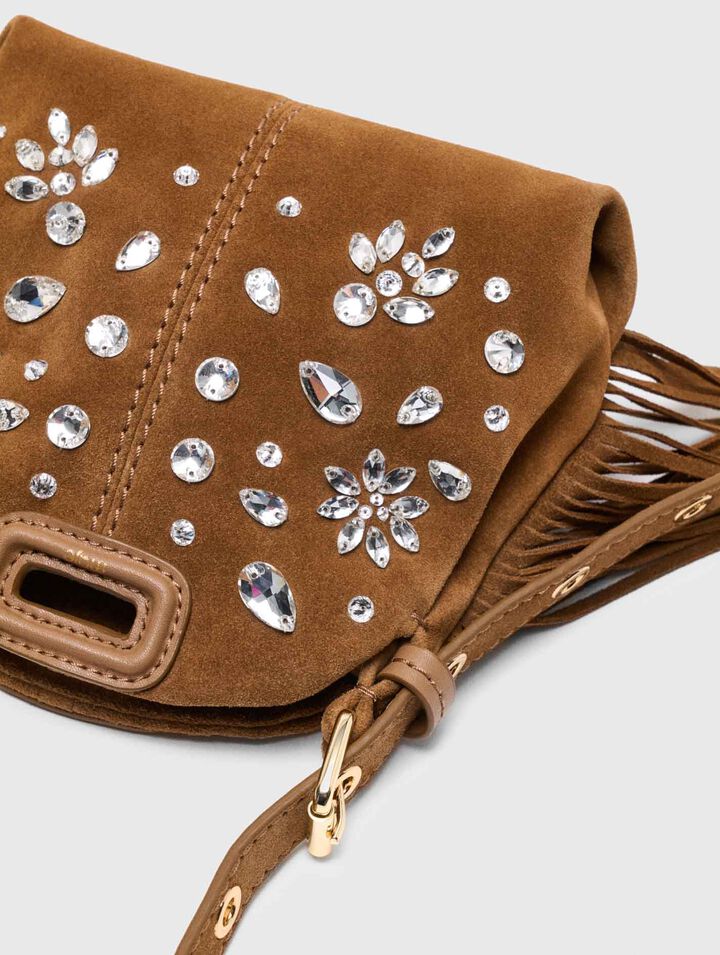 Miss M micro suede bag with rhinestones
