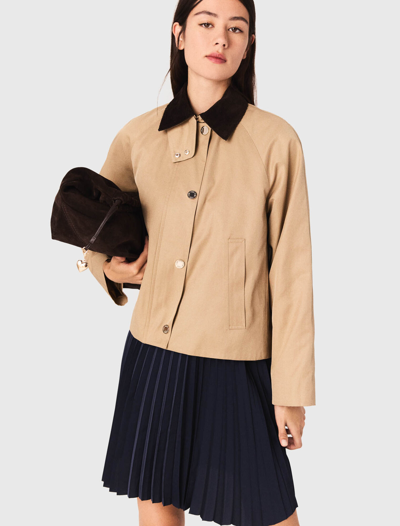 Trapeze jacket with contrast collar
