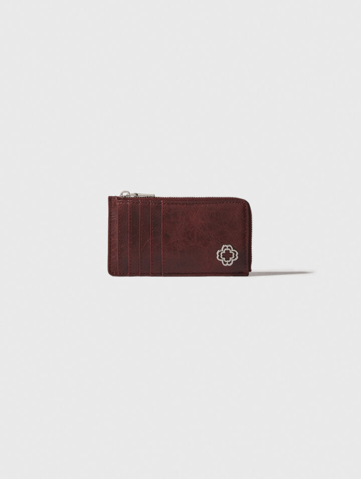 Crackled leather cardholder