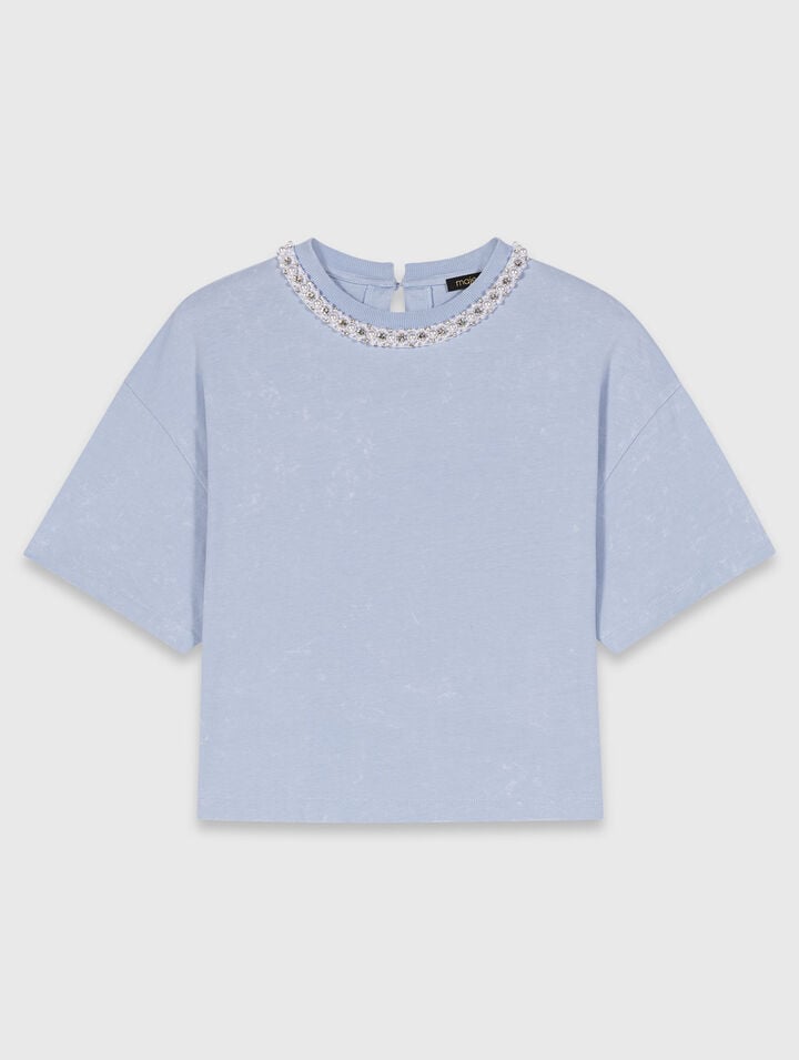 Jewellery neck T-shirt
