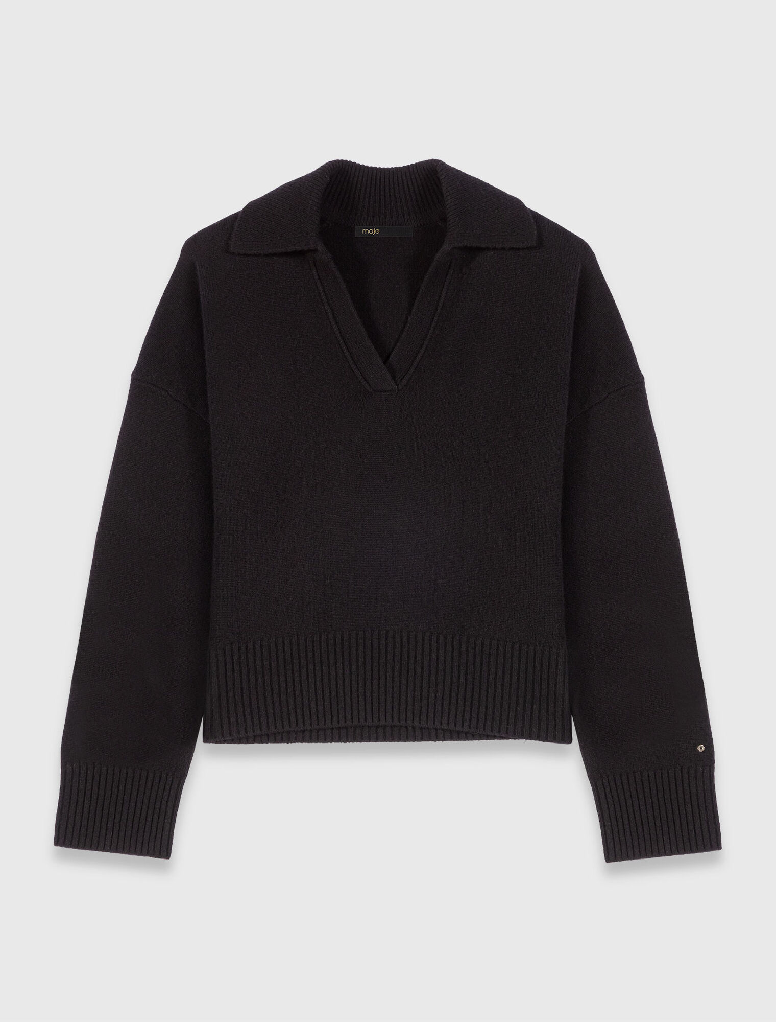 Open polo collar jumper