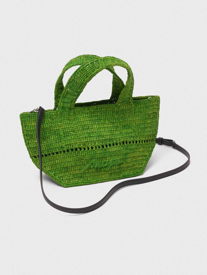 Natural raffia mini shopping bag