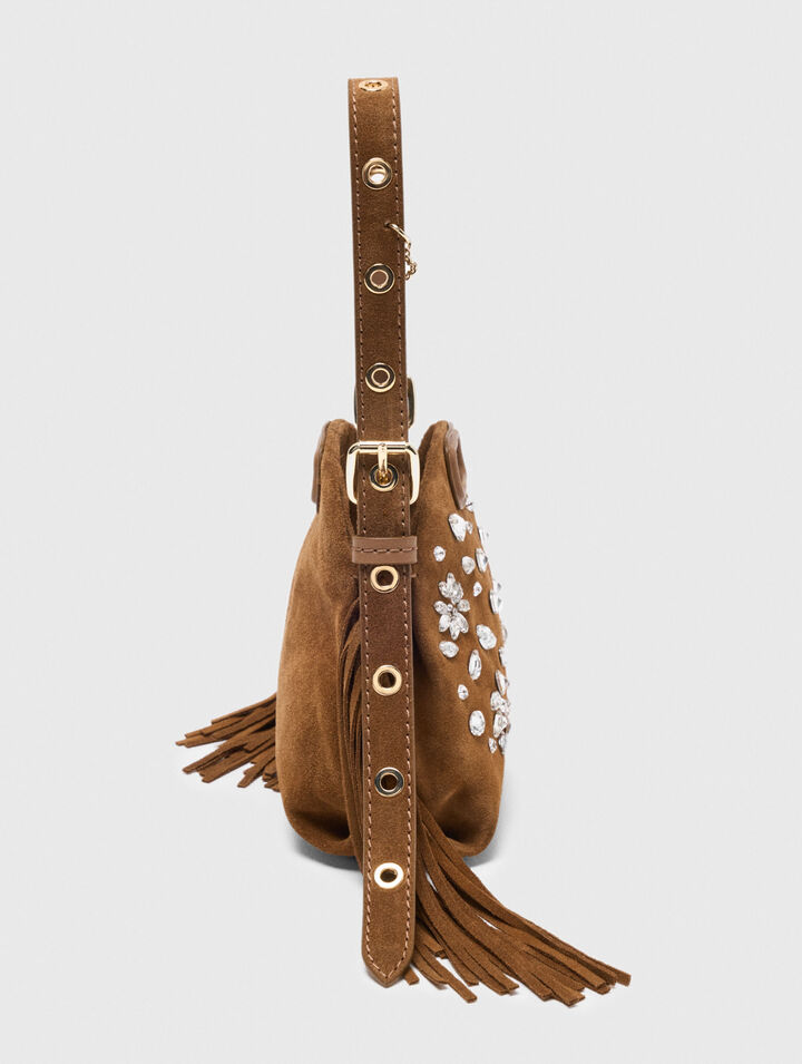 Miss M micro suede bag with rhinestones