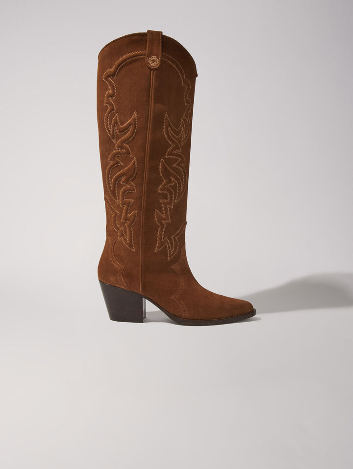 Suede cowboy boots