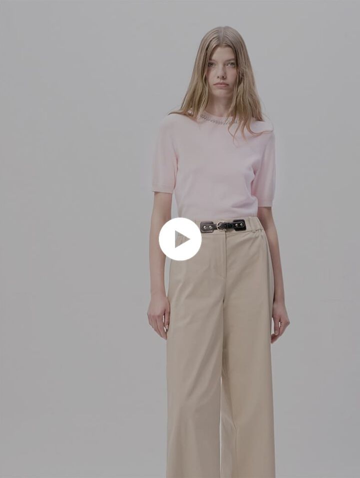 Wide-leg cotton trousers
