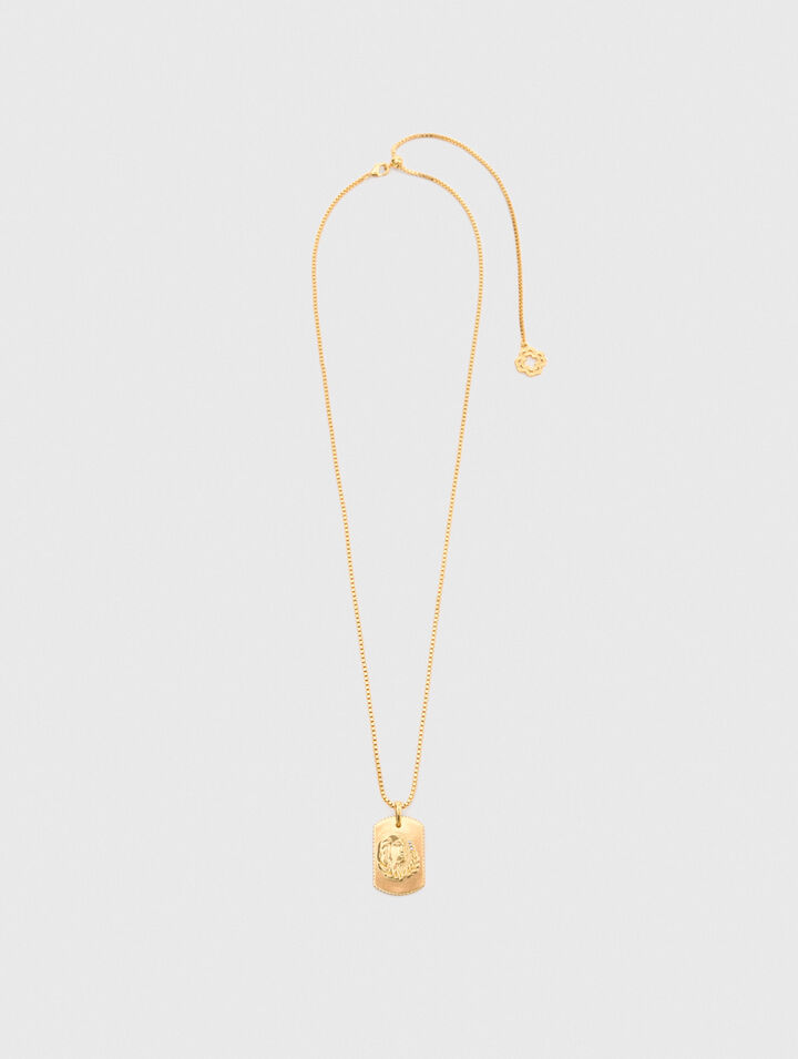 Zodiac sign plaque necklace