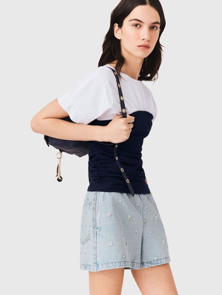 Pleated jersey top
