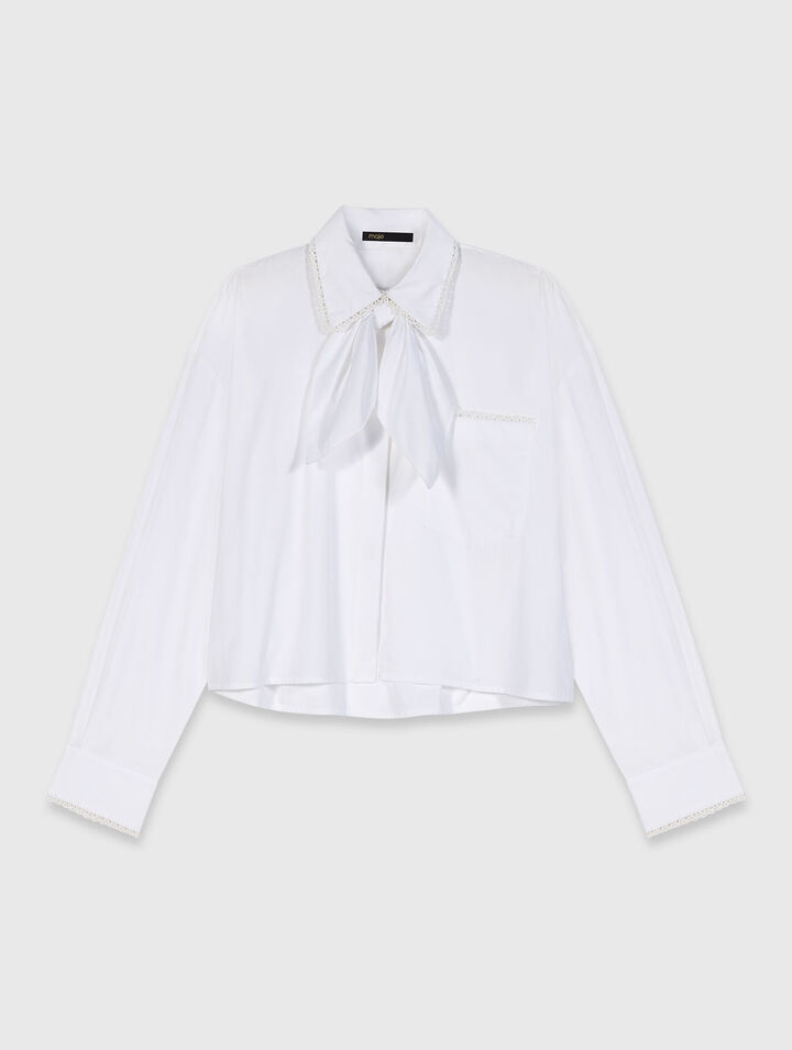 Crochet collar shirt