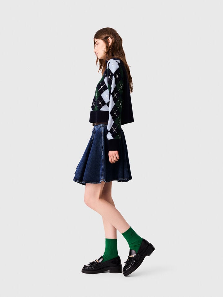 Argyle jumper with rhinestones