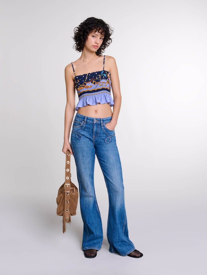 Embroidered flared jeans