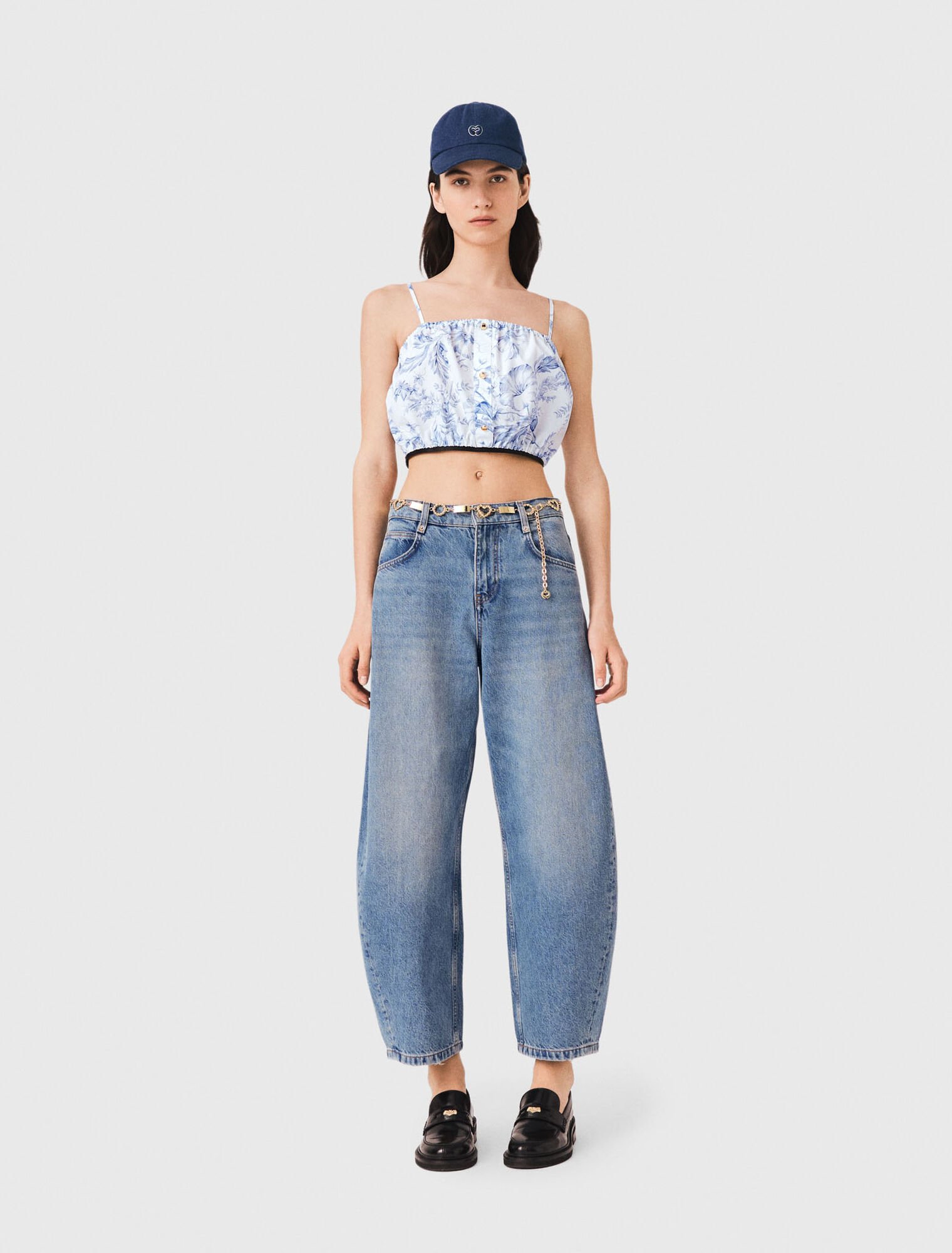 Patterned top with straps