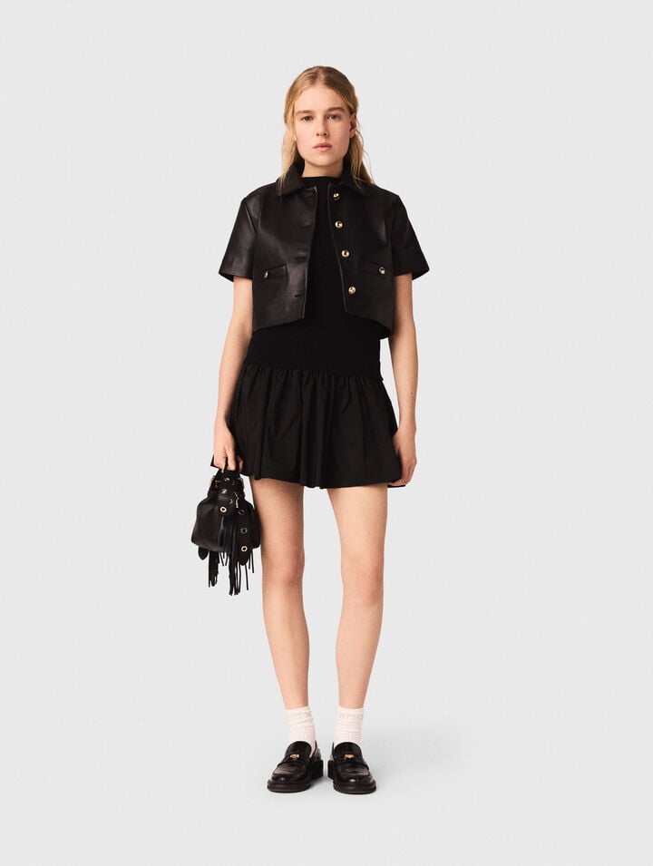 Cropped leather jacket