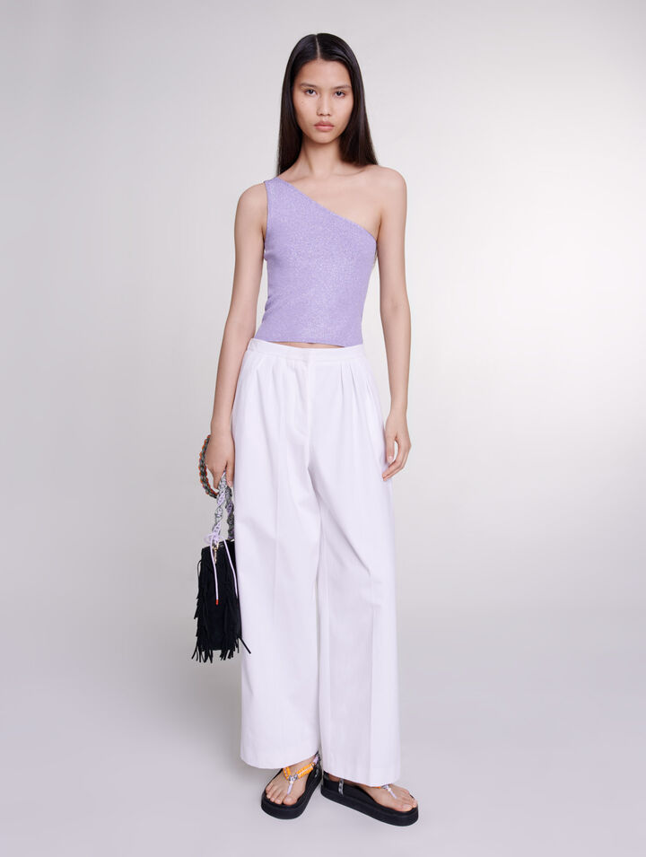 Metallic asymmetrical crop top