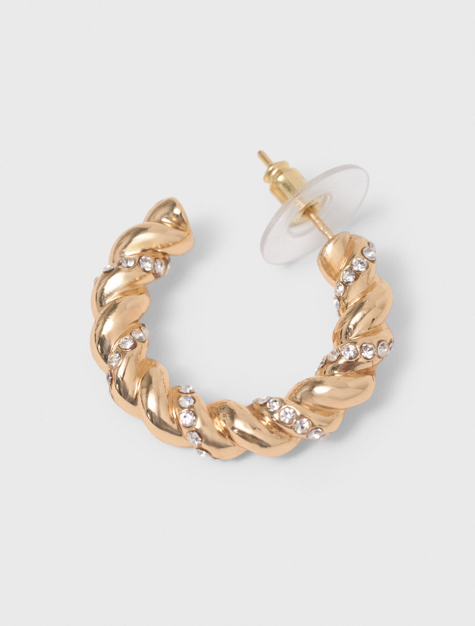 Twisted rhinestone hoop earrings