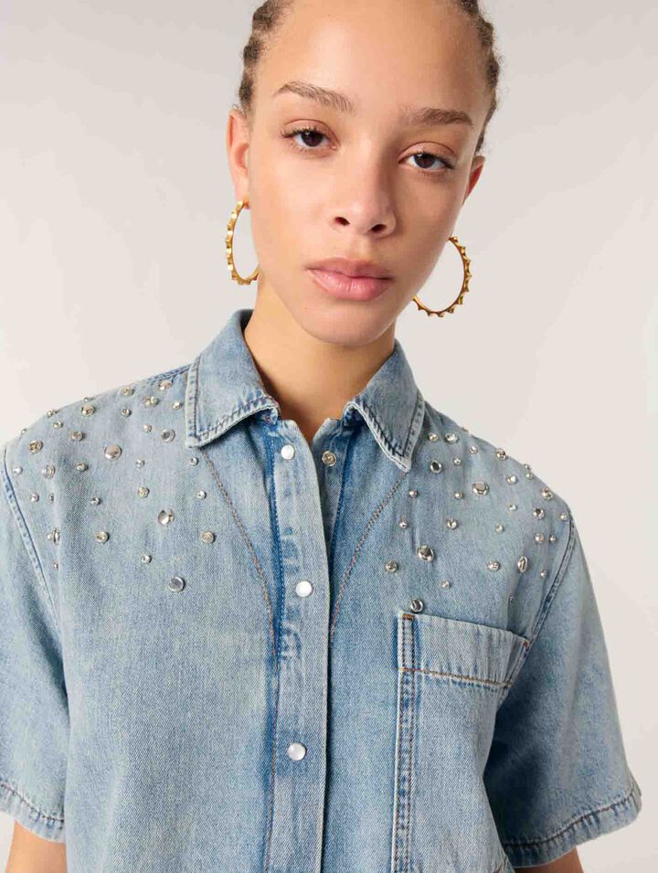 Studded denim shirt