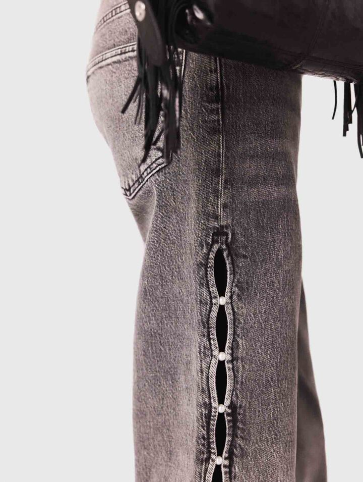 Beaded wide-leg jeans