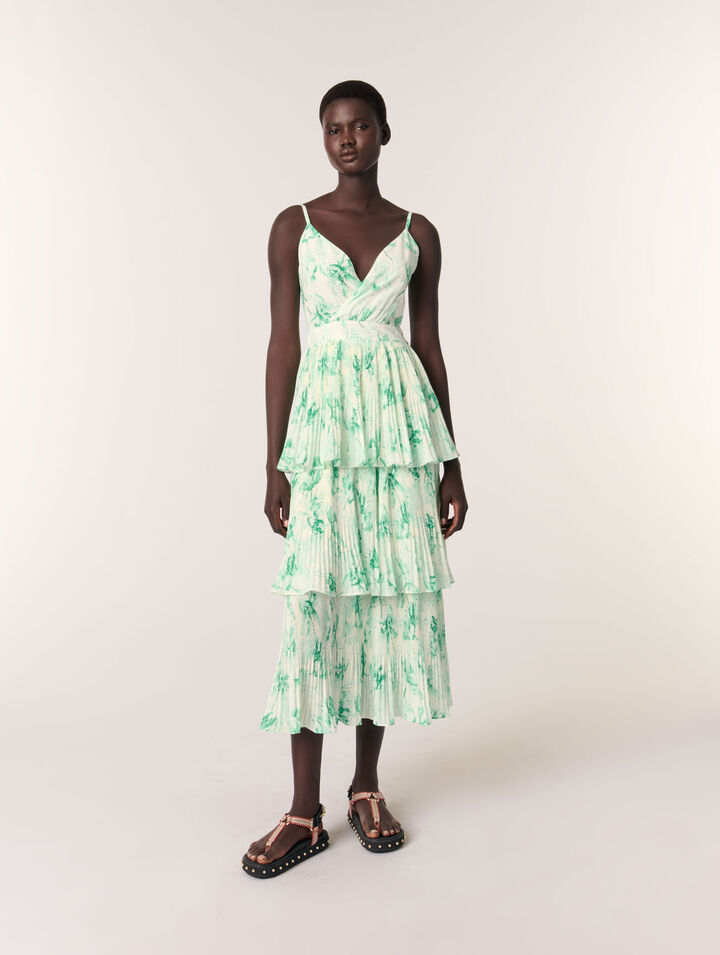 Patterned ruffled maxi dress