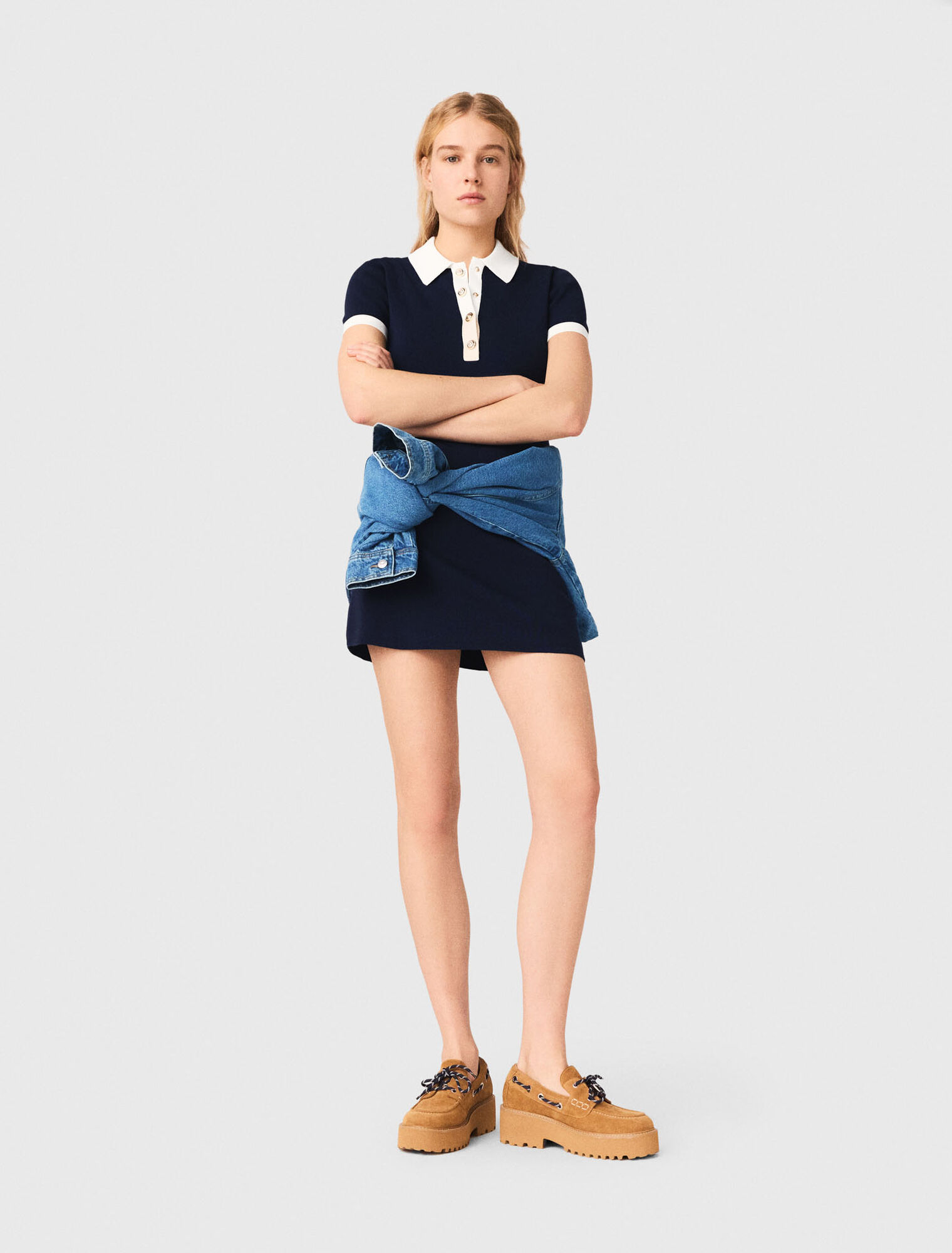 Contrast-trim polo dress