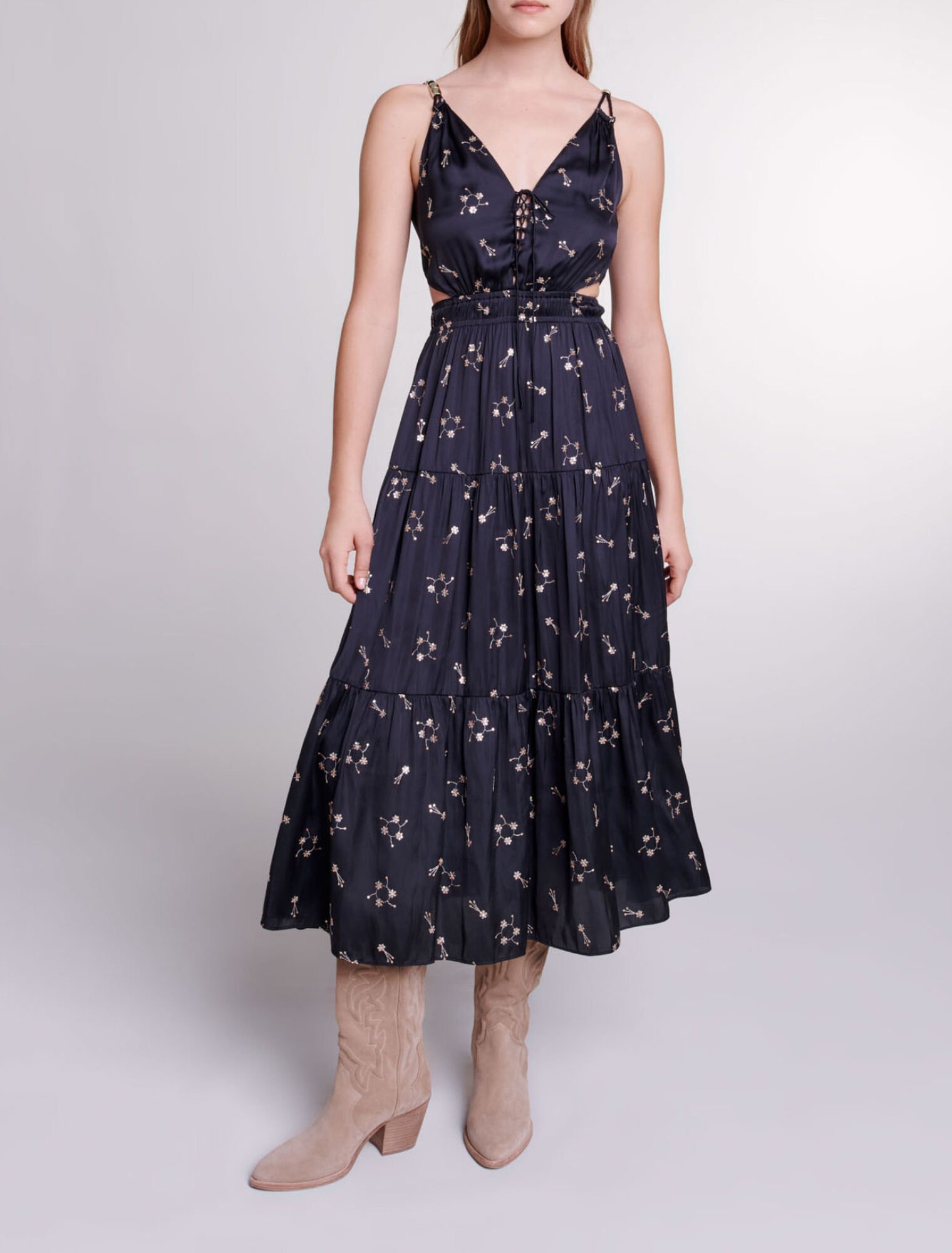 Sequin-embroidered maxi dress