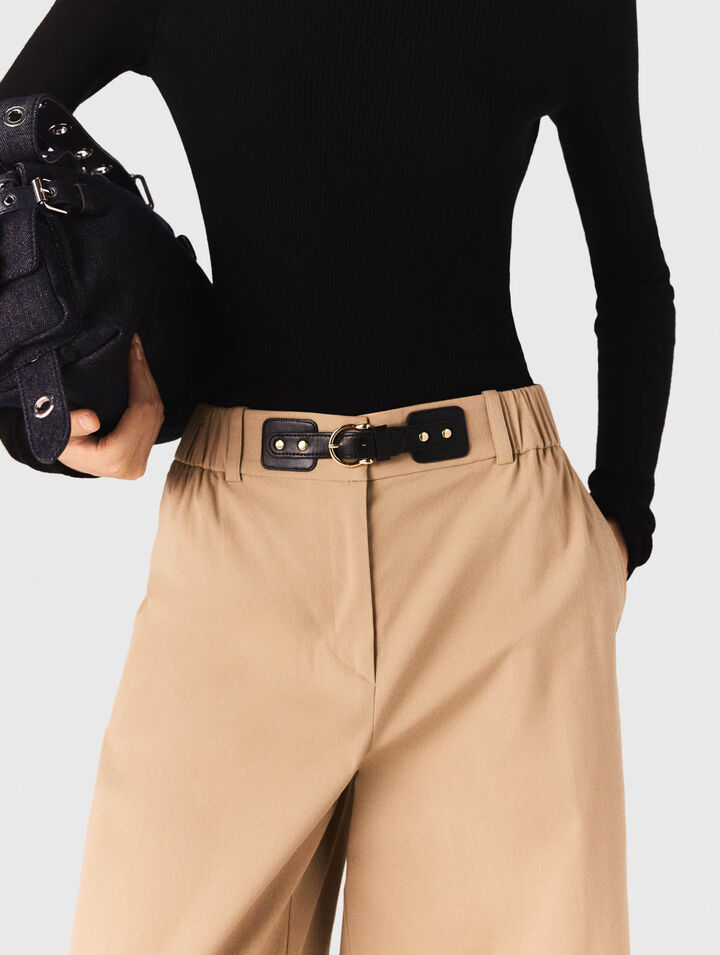 Wide-leg cotton trousers