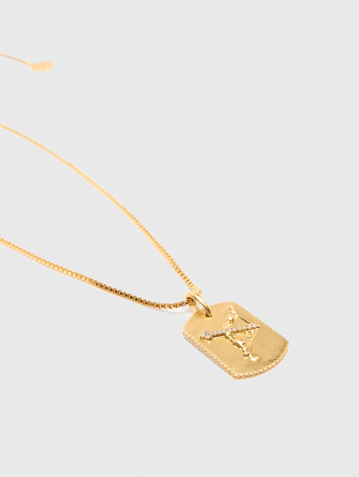 Zodiac sign plaque necklace