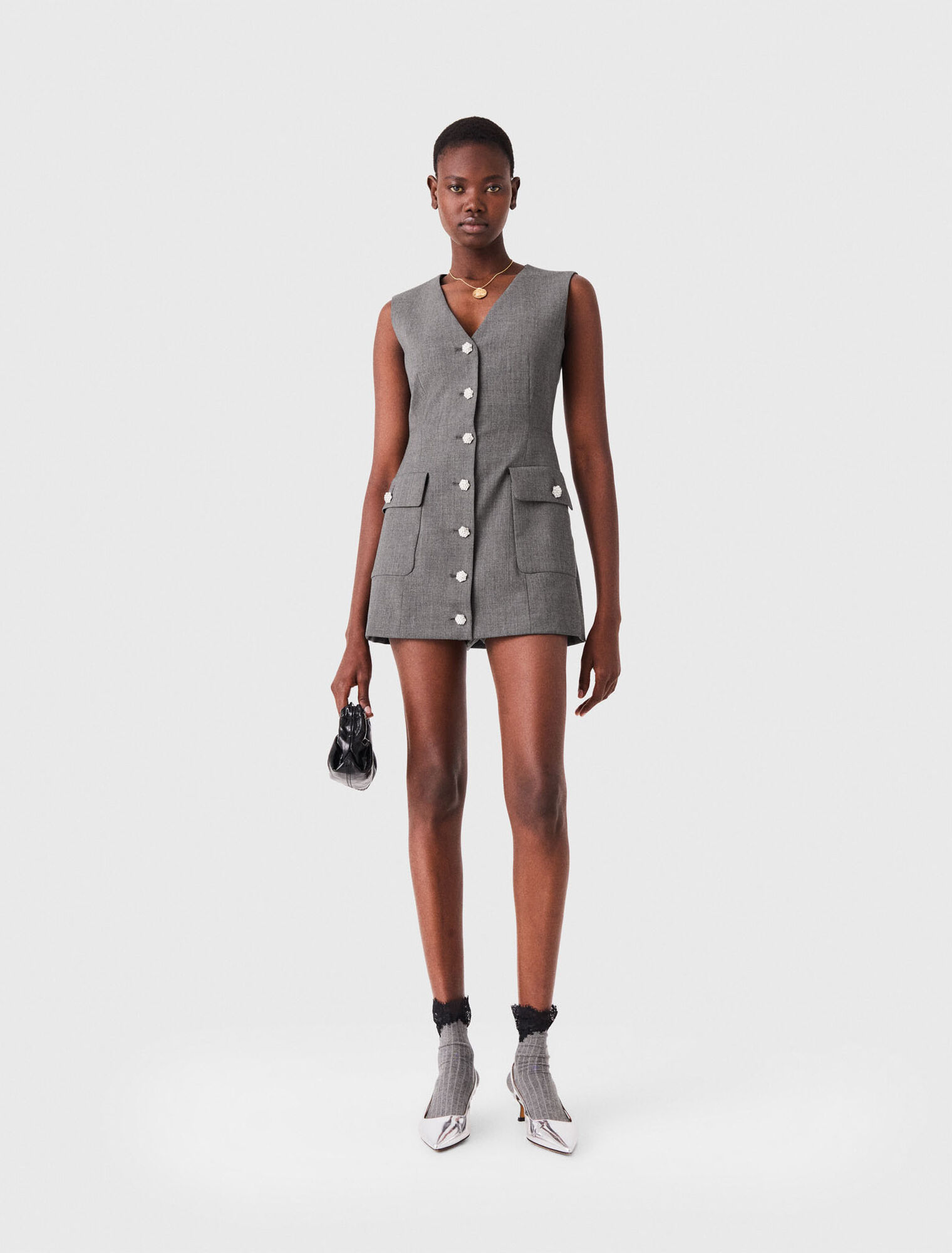 Jewel button tailored jumpsuit